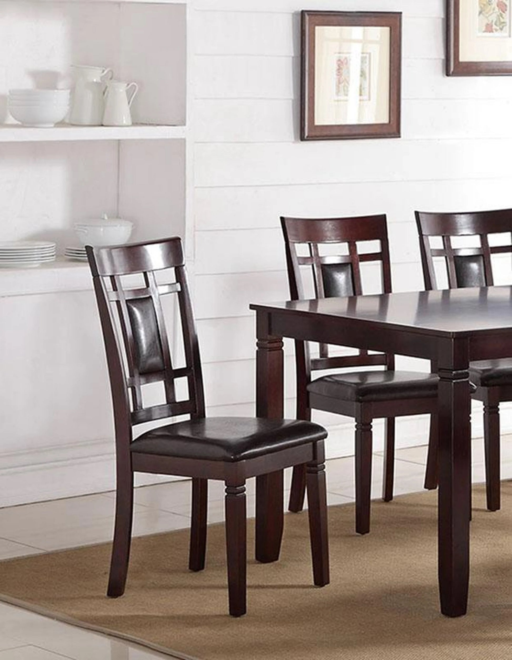 Modern Contemporary 7Pc Dining Set Espresso Finish Unique Eyelet Back 6X Side Chairs Cushion Seats Dining Room Furniture Brown Wood Dining Room Birch Rectangular Dining Table With Chair Wood Wood Brown Seats 6 60 Inches Contemporary,Modern,Transitional 4