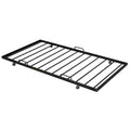 Twin Size Metal House Shape Platform Bed With Trundle,Black Box Spring Not Required Twin Black Metal Bedroom Bed Frame Metal
