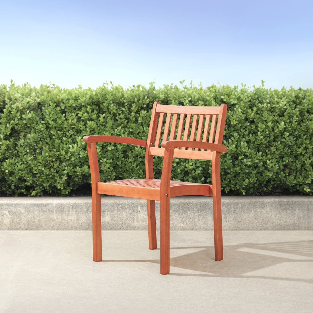 Caladesi Reddish Brown Wood Coastal Stackable Patio Armchair Set Of 2 Natural Wood Wood Eucalyptus