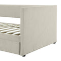 Twin Size Corduroy Daybed With Two Drawers And Wood Slat, Beige Beige Corduroy