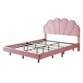 2 Pieces Bedroom Sets,Queen Size Upholstered Led Platform Bed With Storage Ottoman Velvet,Pink Pink Velvet