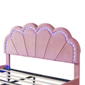 2 Pieces Bedroom Sets,Queen Size Upholstered Led Platform Bed With Storage Ottoman Velvet,Pink Pink Velvet