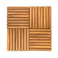 Damian 8 Slat Acacia Interlocking Deck Tile Set Of 10 Tiles Natural Wood Wood Acacia Wood