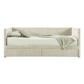 Twin Size Corduroy Daybed With Two Drawers And Wood Slat, Beige Beige Corduroy