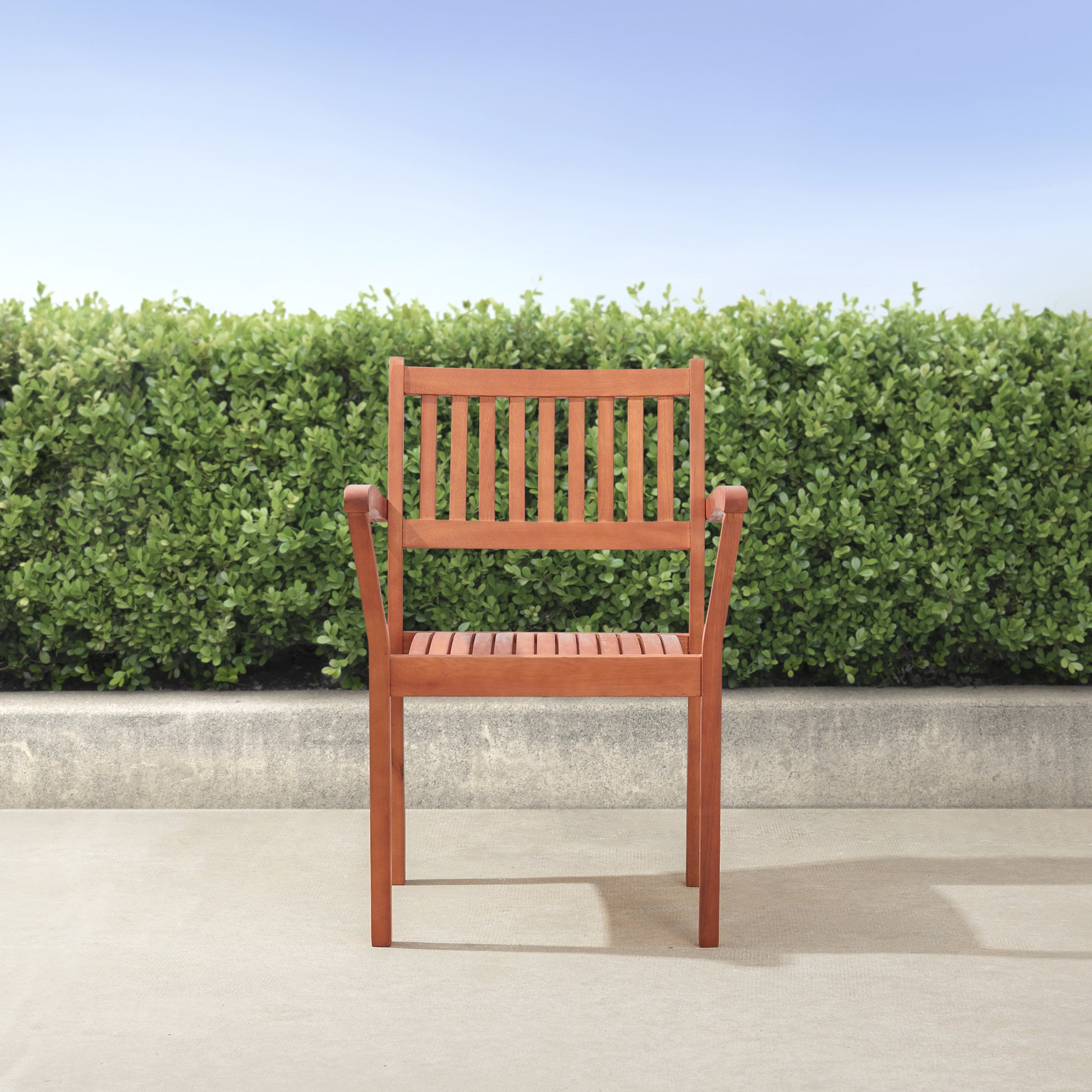 Caladesi Reddish Brown Wood Coastal Stackable Patio Armchair Set Of 2 Natural Wood Wood Eucalyptus