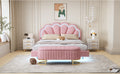 2 Pieces Bedroom Sets,Queen Size Upholstered Led Platform Bed With Storage Ottoman Velvet,Pink Pink Velvet