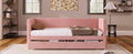 Twin Size Corduroy Daybed With Two Drawers And Wood Slat, Pink Pink Corduroy