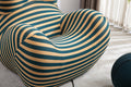 Barrel Chair With Ottoman, Mordern Comfy Stripe Chair For Living Room 3 Colors, 2 Size , Bule & Yellow Stripe And Large Size Yellow Foam Polyester