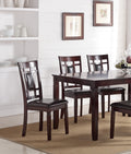 Modern Contemporary 7Pc Dining Set Espresso Finish Unique Eyelet Back 6X Side Chairs Cushion Seats Dining Room Furniture Brown Wood Dining Room Birch Rectangular Dining Table With Chair Wood Wood Brown Seats 6 60 Inches Contemporary,Modern,Transitional 4