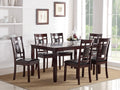 Modern Contemporary 7Pc Dining Set Espresso Finish Unique Eyelet Back 6X Side Chairs Cushion Seats Dining Room Furniture Brown Wood Dining Room Birch Rectangular Dining Table With Chair Wood Wood Brown Seats 6 60 Inches Contemporary,Modern,Transitional 4