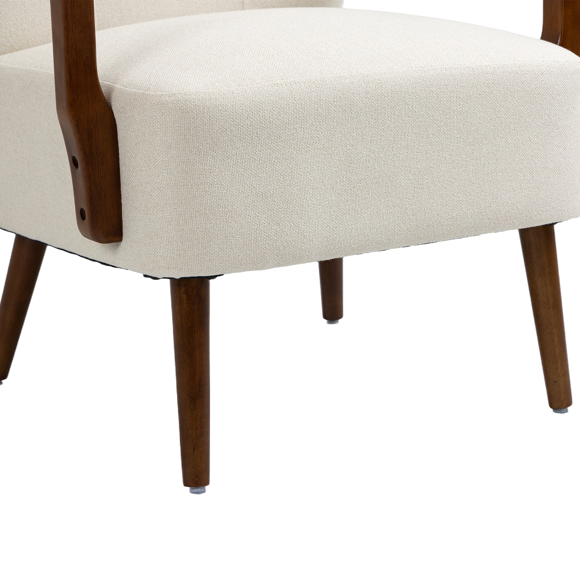 Coolmore Wood Frame Armchair, Modern Accent Chair Lounge Chair For Living Room Beige Linen