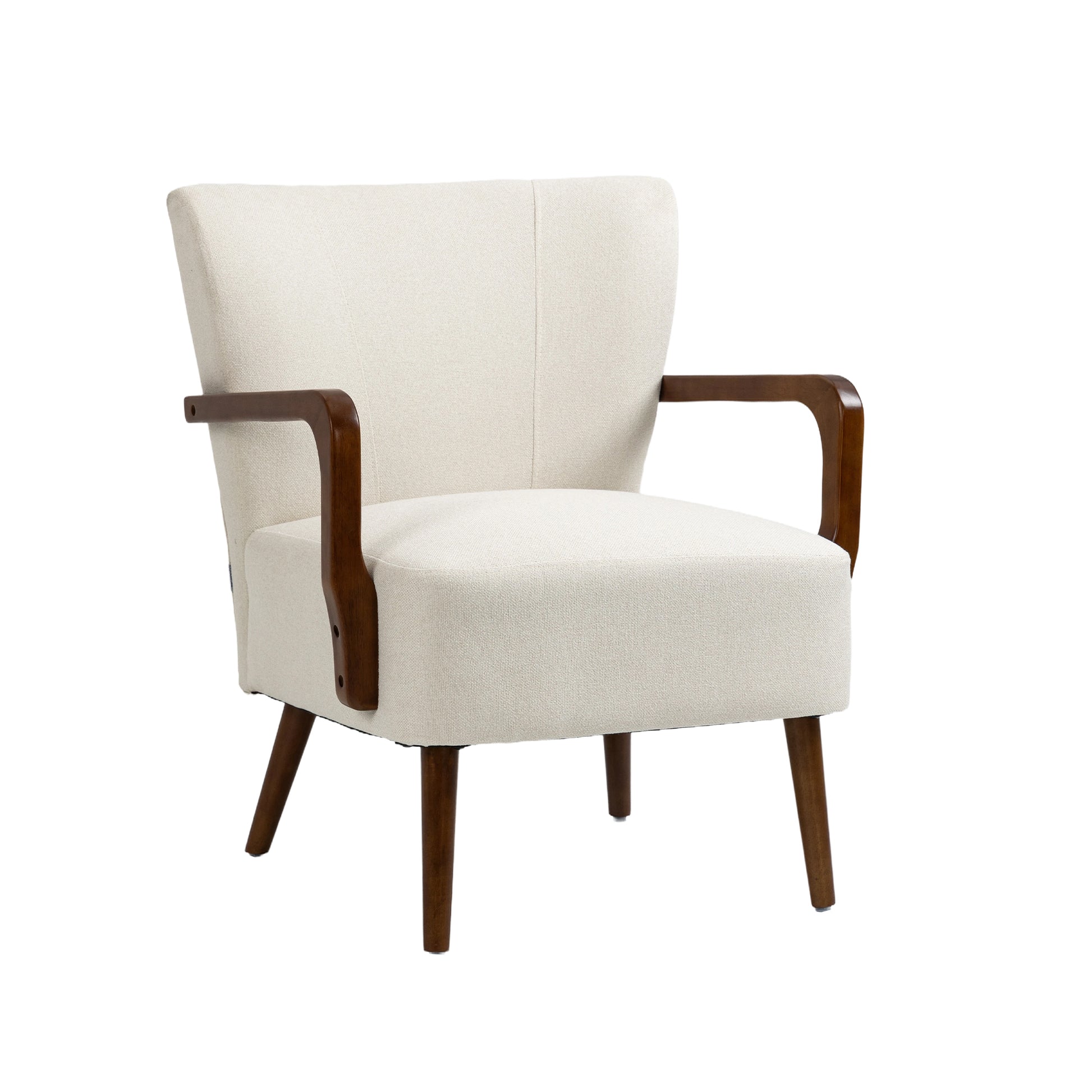 Coolmore Wood Frame Armchair, Modern Accent Chair Lounge Chair For Living Room Beige Linen