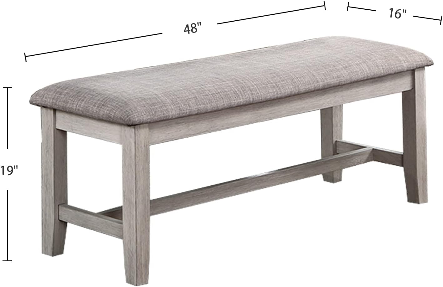 Contemporary Dining 6Pc Set Table W 4X Side Chairs And Bench Natural Finish Padded Cushion Seats Chairs Rectangular Dining Table Dining Room Furniture Wood Dining Room Bench Seating Rubberwood Rectangular Dining Table With Chair And Bench Upholstered