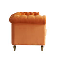 Chesterfield Velvet Sofa 84.65 Inch For Living Room Orange Color Orange Velvet Wood Primary Living Space Tufted Back Modern Rolled Arms Foam Velvet 3 Seat