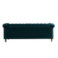 Chesterfield Velvet Sofa 84.65 Inch For Living Room Green Color Green Velvet Wood Primary Living Space Tufted Back Modern Rolled Arms Foam Velvet 3 Seat