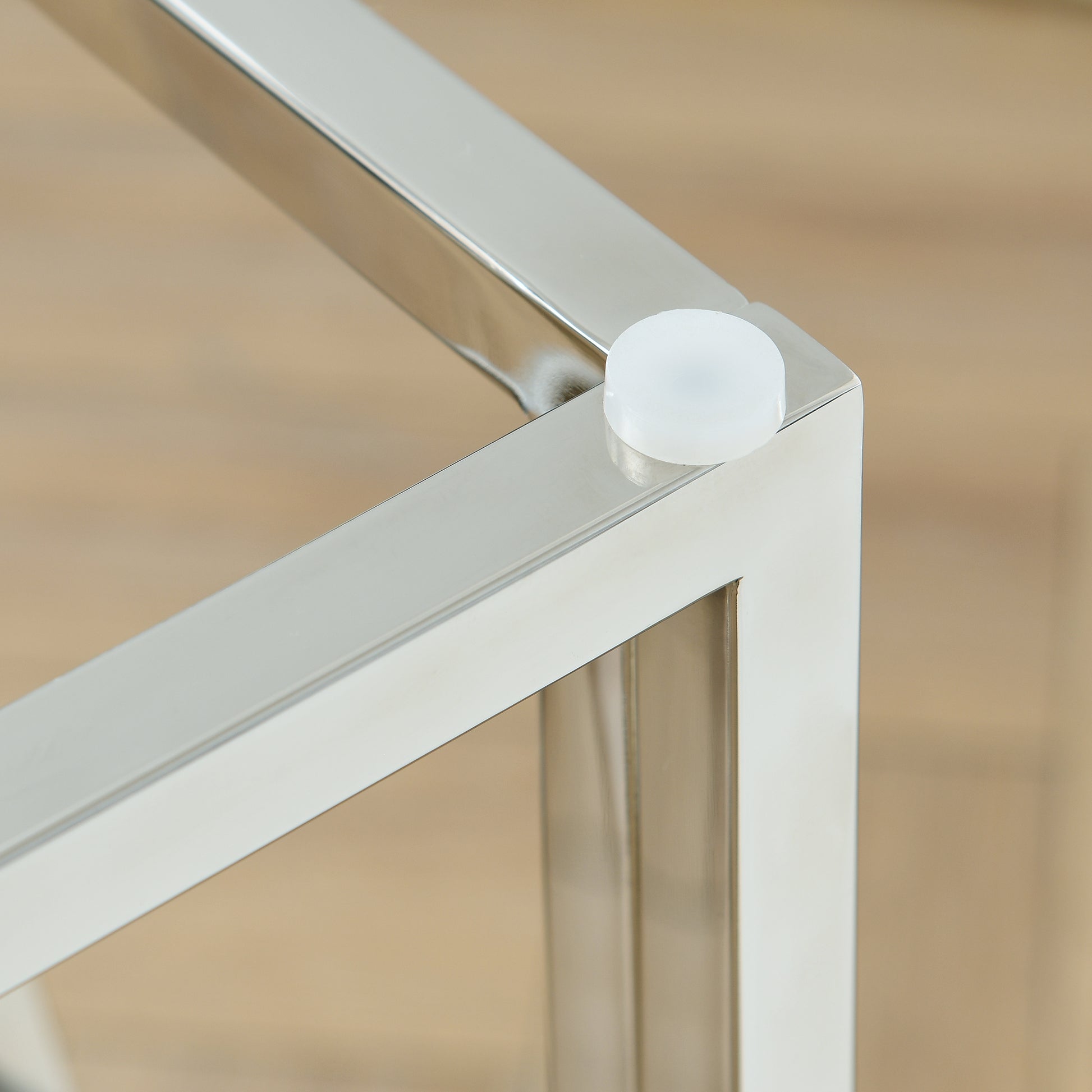 Modern Rectangular Coffee Accent Table With Black Tempered Glass Top And Stainless Steel Frame For Living Room Bedroom Polished Chrome Chrome Stainless Steel