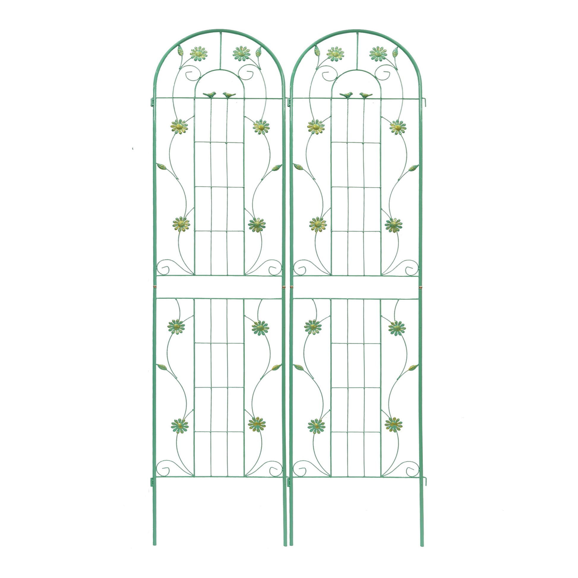 2 Pack Metal Garden Trellis 86.7" X 19.7" Rustproof Trellis For Climbing Plants Outdoor Flower Support Green Green Iron