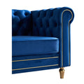 Chesterfield Velvet Sofa 84.65 Inch For Living Room Blue Color Blue Velvet Wood Primary Living Space Tufted Back Modern Rolled Arms Foam Velvet 3 Seat