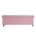 Chesterfield Velvet Sofa 84.65 Inch For Living Room Pink Color Pink Velvet Wood Primary Living Space Tufted Back Modern Rolled Arms Foam Velvet 3 Seat