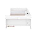 Twin Size Daybed With Shelves, Drawers And Built In Charging Station, White White Pine