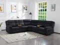 109.4'' Manual Reclining Sectional Sofa Black Black Polyester Blend 5 Seat