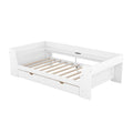 Twin Size Daybed With Shelves, Drawers And Built In Charging Station, White White Pine