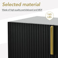 Modern Elegant 4 Door Sideboard Gold Metal Handle Buffet Cabinet For Dining Room, Living Room, Bedroom, Hallway Black Black Particle Board