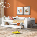 Twin Size Daybed With Shelves, Drawers And Built In Charging Station, White White Pine