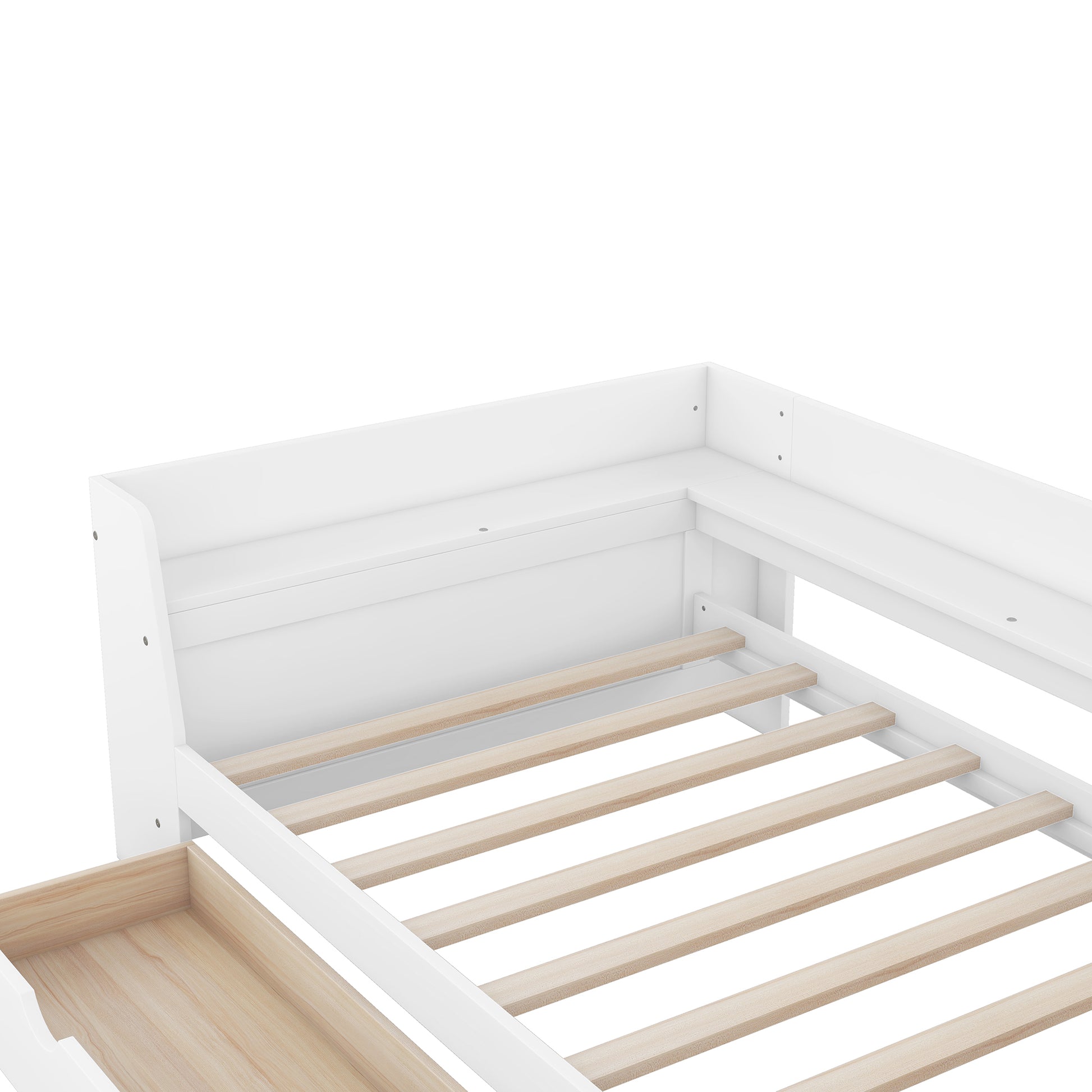 Twin Size Daybed With Shelves, Drawers And Built In Charging Station, White White Pine
