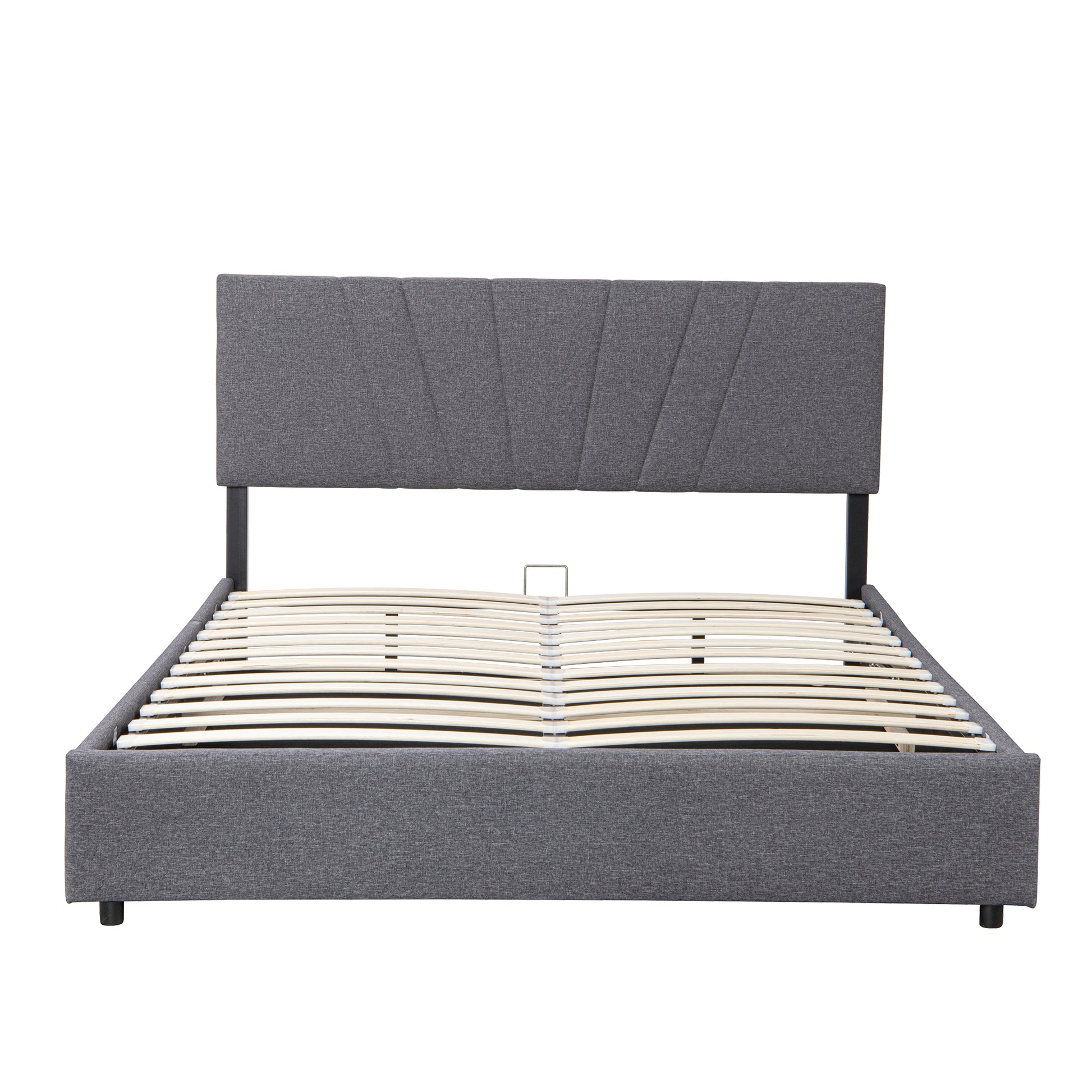 Full Upholstered Platform Bed With Lifting Storage, Full Size Bed Frame With Storage And Tufted Headboard,Wooden Full Platform Bed For Kids Teens Adults,No Box Spring Needed Full, Gray Box Spring Not Required Full Grey Wood Bedroom American Design Bed