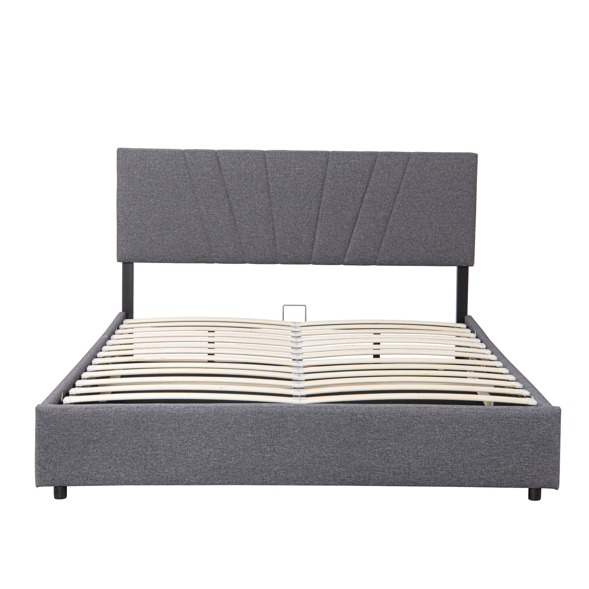 Queen Upholstered Platform Bed With Lifting Storage, Queen Size Bed Frame With Storage And Tufted Headboard,Wooden Queen Platform Bed For Kids Teens Adults,No Box Spring Needed Queen, Grey Box Spring Not Required Queen Grey Wood Bedroom American Design
