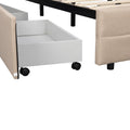 Queen Size Upholstered Platform Bed Frame With 4 Storage Drawers, Adjustable Linen Headboard, Wooden Slats Support, No Box Spring Needed, Easy Assembly, Light Beige Box Spring Not Required Queen Light Beige Wood Bedroom American Design Bed Frame Linen