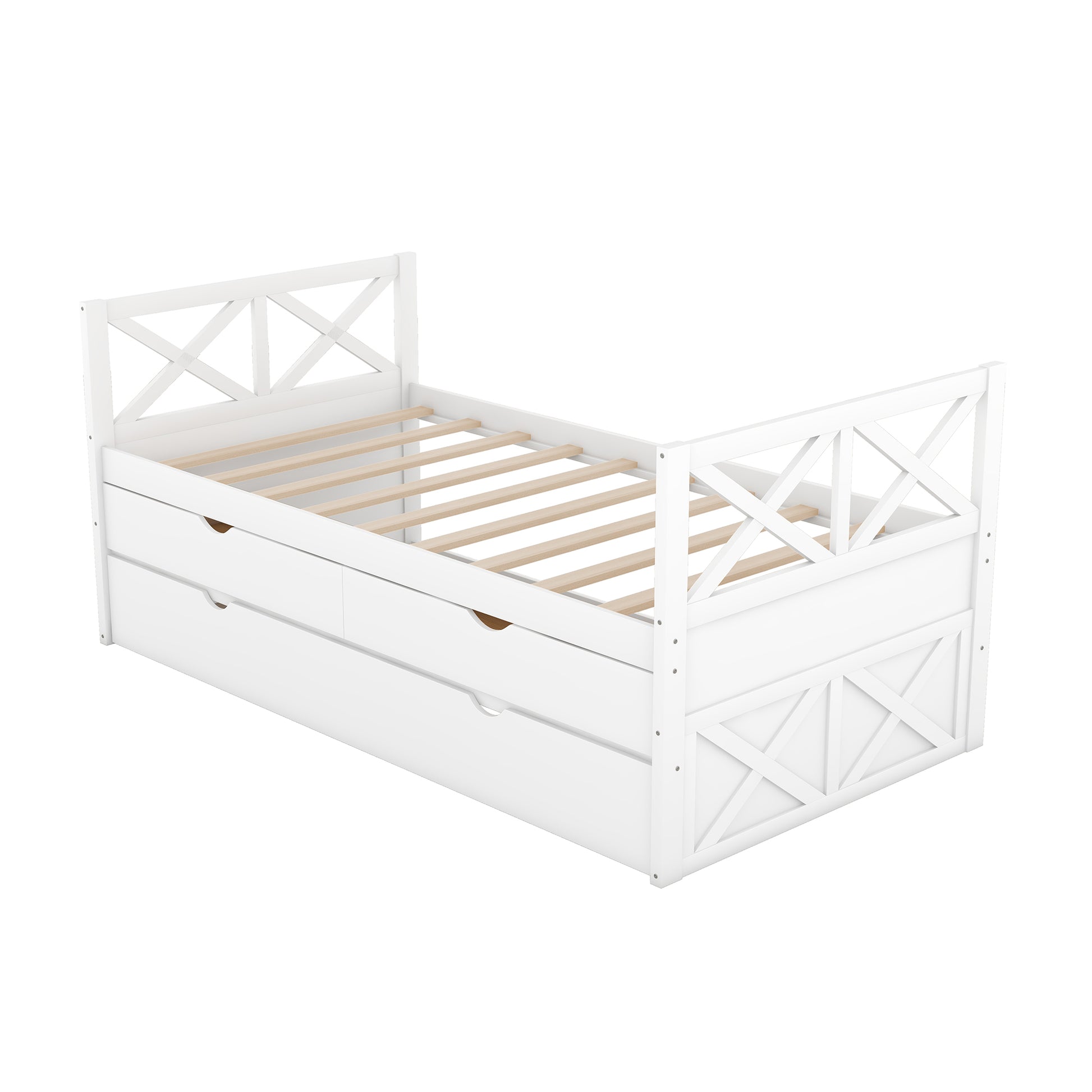 Multi Functional Daybed With Drawers And Trundle, White Box Spring Not Required Twin White Wood Daybeds Pine