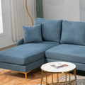 110'' Wide Reversible Left Or Right Chaise Of Sectional Sofa U Shape Convertible Sofa Couch 4 Seat Couch With Chaise Lounge Upholstered For Living Room, Apartment, Office, Blue Polyester Blend Blue Foam Polyester