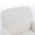 Office Chair,Artificial Rabbit Hair Home Office Chair With Golden Metal Base,Adjustable Desk Chair Swivel Office Chair,Vanity Chair Beige Beige Bedroom Foam Velvet