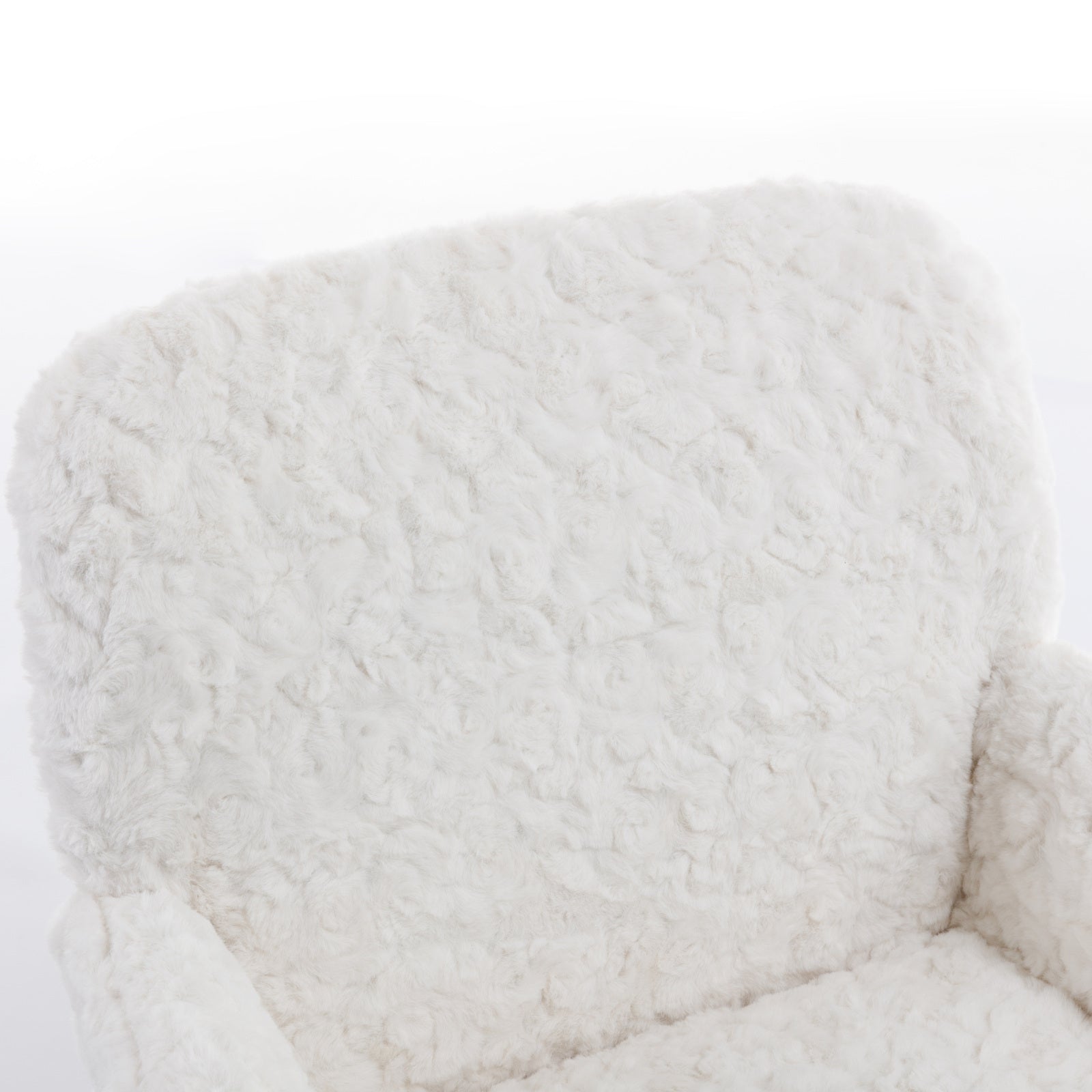 Office Chair,Artificial Rabbit Hair Home Office Chair With Golden Metal Base,Adjustable Desk Chair Swivel Office Chair,Vanity Chair Beige Beige Bedroom Foam Velvet