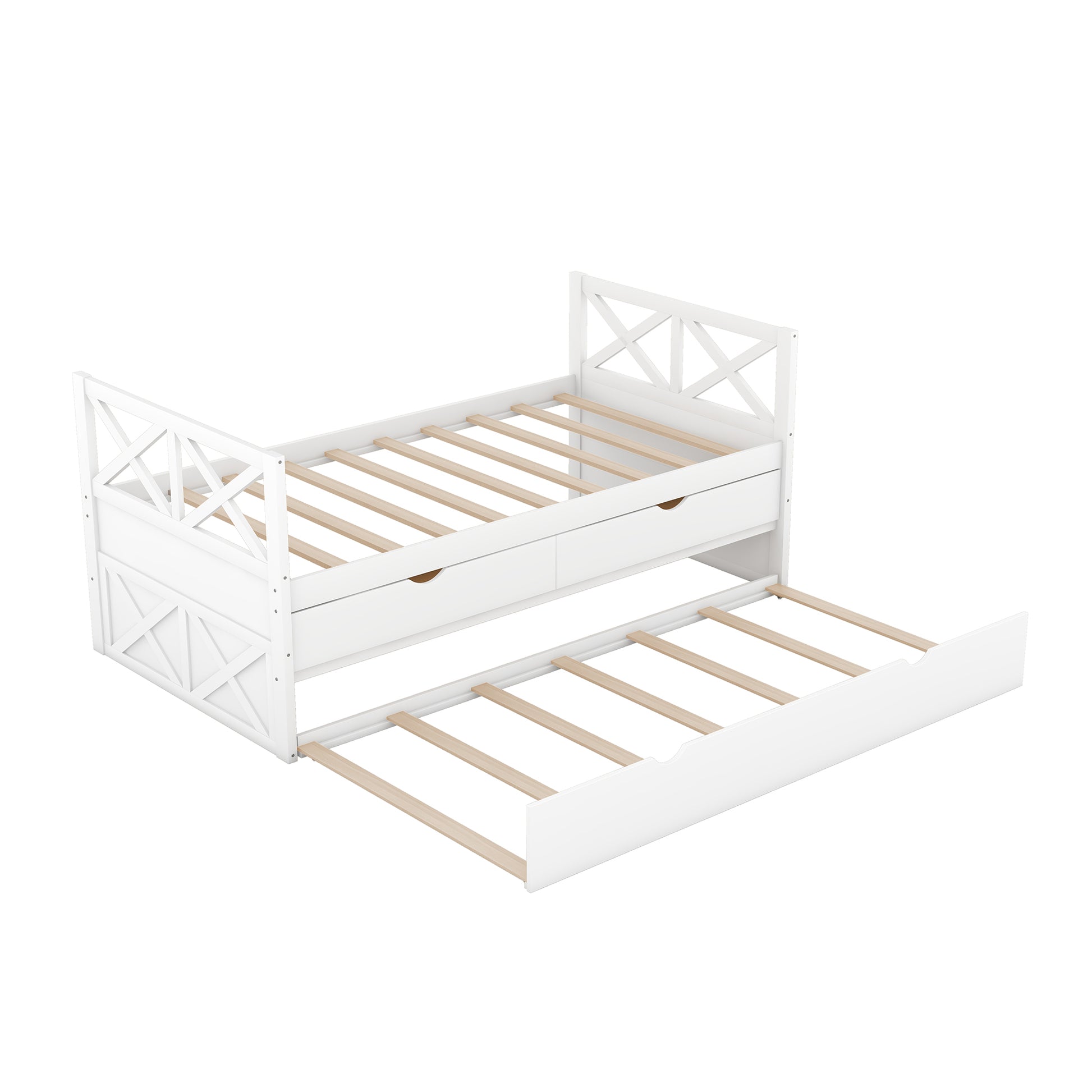 Multi Functional Daybed With Drawers And Trundle, White Box Spring Not Required Twin White Wood Daybeds Pine