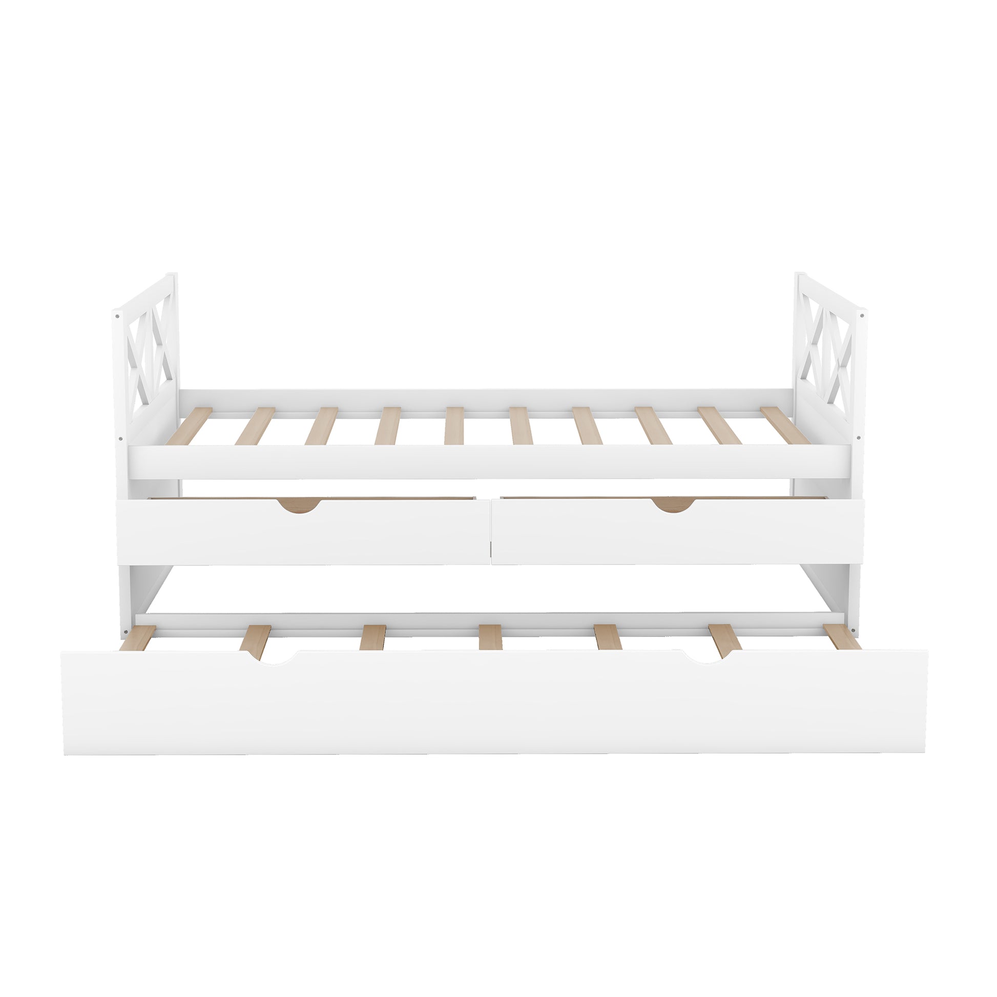 Multi Functional Daybed With Drawers And Trundle, White Box Spring Not Required Twin White Wood Daybeds Pine