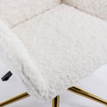 Office Chair,Artificial Rabbit Hair Home Office Chair With Golden Metal Base,Adjustable Desk Chair Swivel Office Chair,Vanity Chair Beige Beige Bedroom Foam Velvet