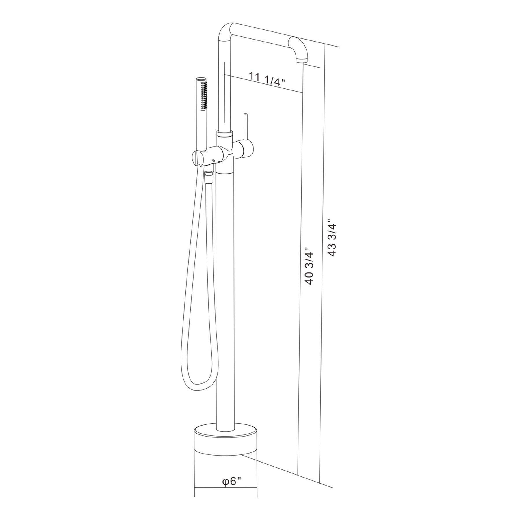 Freestanding Bathtub Faucet With Hand Shower One Matt Black Floor Mounted Bathroom Lever Handles 2 Hole Faucets Metal Manual
