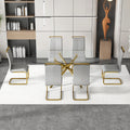Large Modern Minimalist Rectangular Glass Dining Table For 6 8 With 0.39