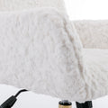 Office Chair,Artificial Rabbit Hair Home Office Chair With Golden Metal Base,Adjustable Desk Chair Swivel Office Chair,Vanity Chair Beige Beige Bedroom Foam Velvet