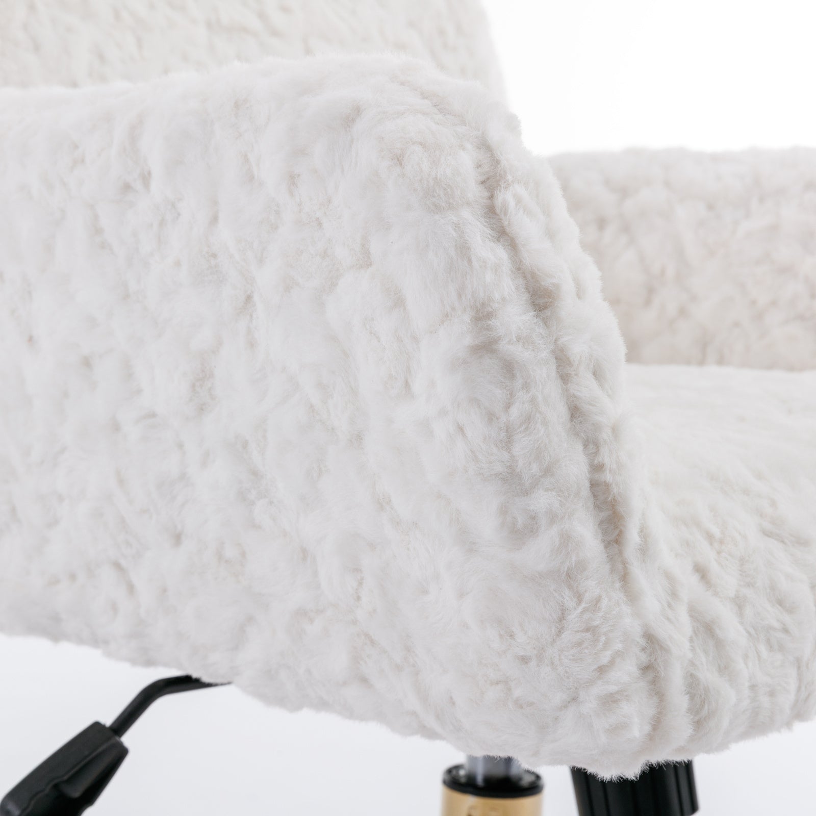 Office Chair,Artificial Rabbit Hair Home Office Chair With Golden Metal Base,Adjustable Desk Chair Swivel Office Chair,Vanity Chair Beige Beige Bedroom Foam Velvet