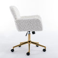 Office Chair,Artificial Rabbit Hair Home Office Chair With Golden Metal Base,Adjustable Desk Chair Swivel Office Chair,Vanity Chair Beige Beige Bedroom Foam Velvet
