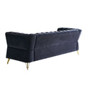 Modern Tufted Velvet Sofa 87.4 Inch For Living Room Black Color Black Velvet Wood Primary Living Space Tufted Back Modern Flared Arms Foam Velvet 2 Seat