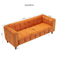 Modern Velvet Sofa 83.07 Inch For Living Room Orange Color Orange Velvet Wood Primary Living Space Tufted Back Modern Rolled Arms Foam Velvet 1 Seat