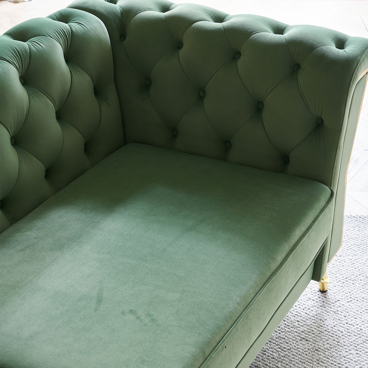 Modern Tufted Velvet Sofa 87.4 Inch For Living Room Mint Green Color Mint Green Velvet Wood Primary Living Space Tufted Back Modern Flared Arms Foam Velvet 2 Seat