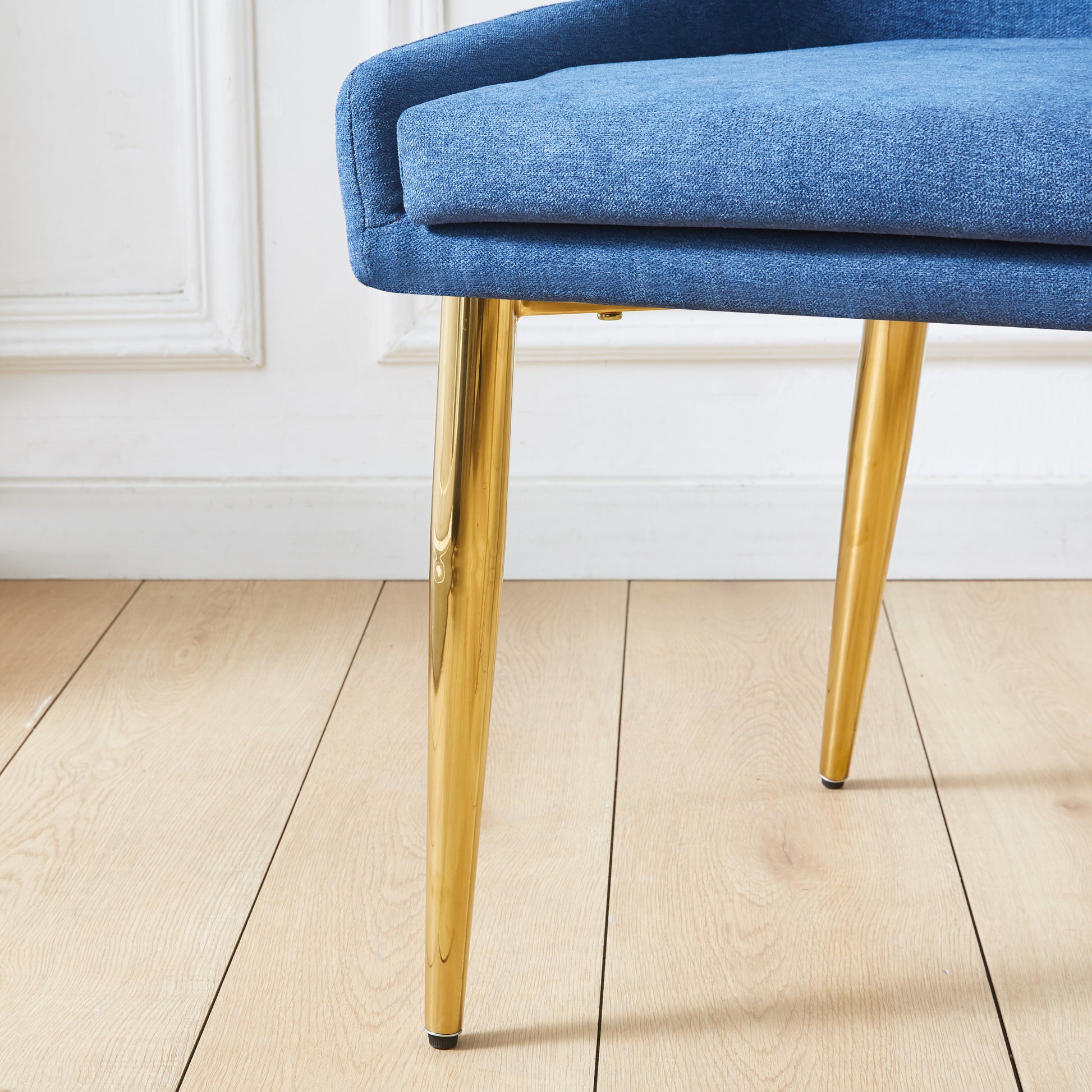 Fabric Dining Chairs Set Of 2, Upholstered Armless Accent Chairs, Classical Appearance And Stainless Steel Blue Fabric