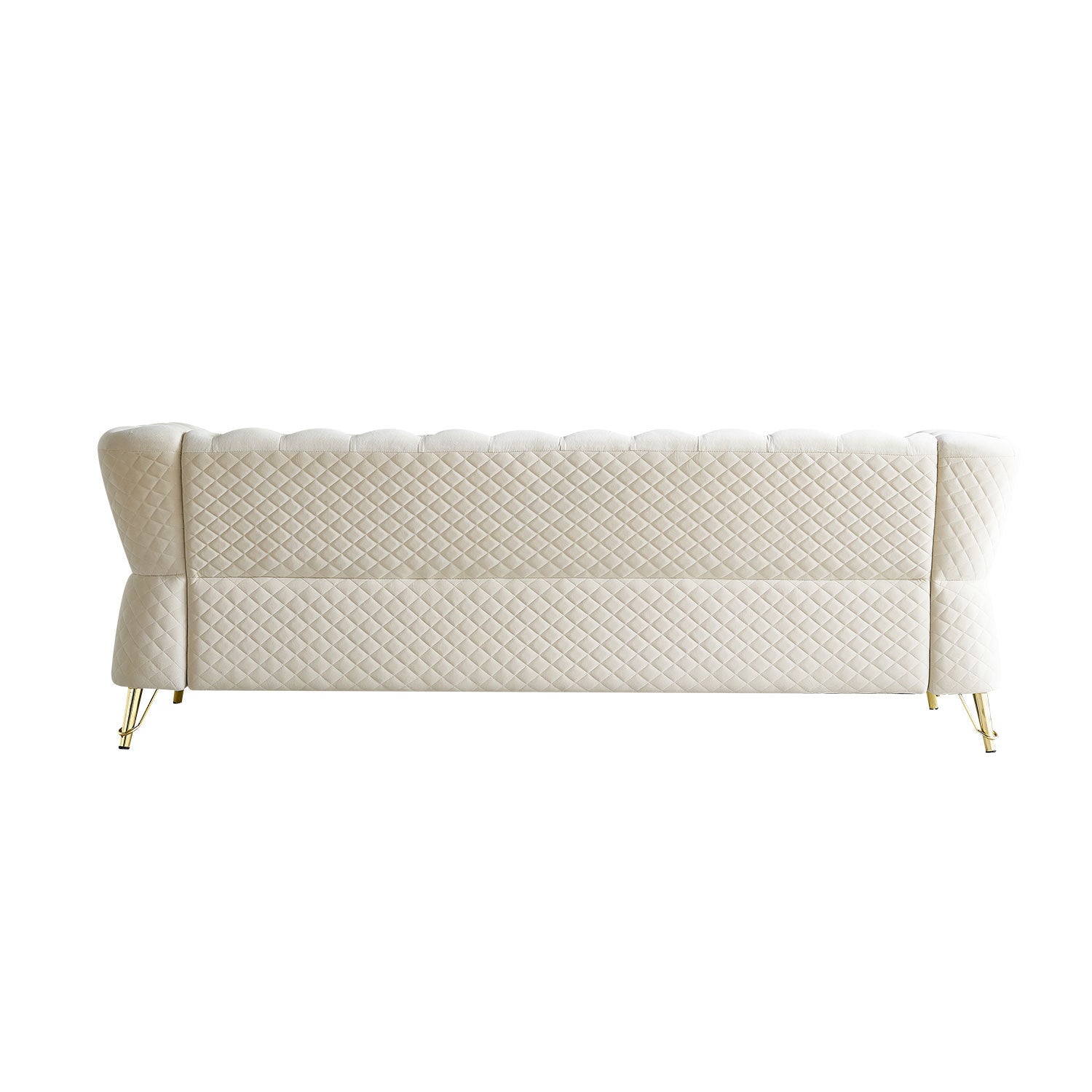 Modern Tufted Velvet Sofa 87.4 Inch For Living Room Beige Color Beige Velvet Wood Primary Living Space Tufted Back Modern Flared Arms Foam Velvet 2 Seat