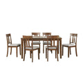 Transitional Styling 7 Piece Pack Dinette Set Cherry Finish Dining Table And 6X Side Chairs Textured Fabric Upholstered Seat Wooden Classic Look Furniture Cherry Wood
